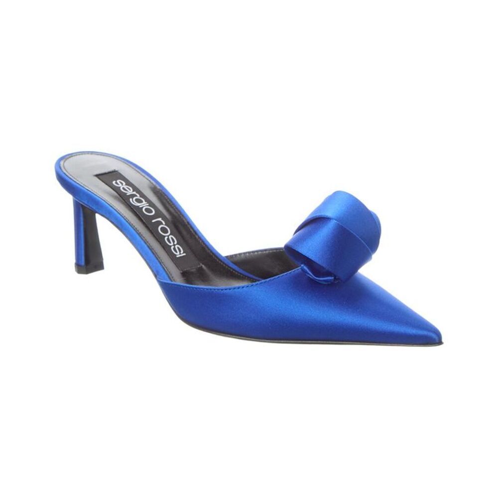 Sergio Rossi Bigoudi Satin Mule, Blue